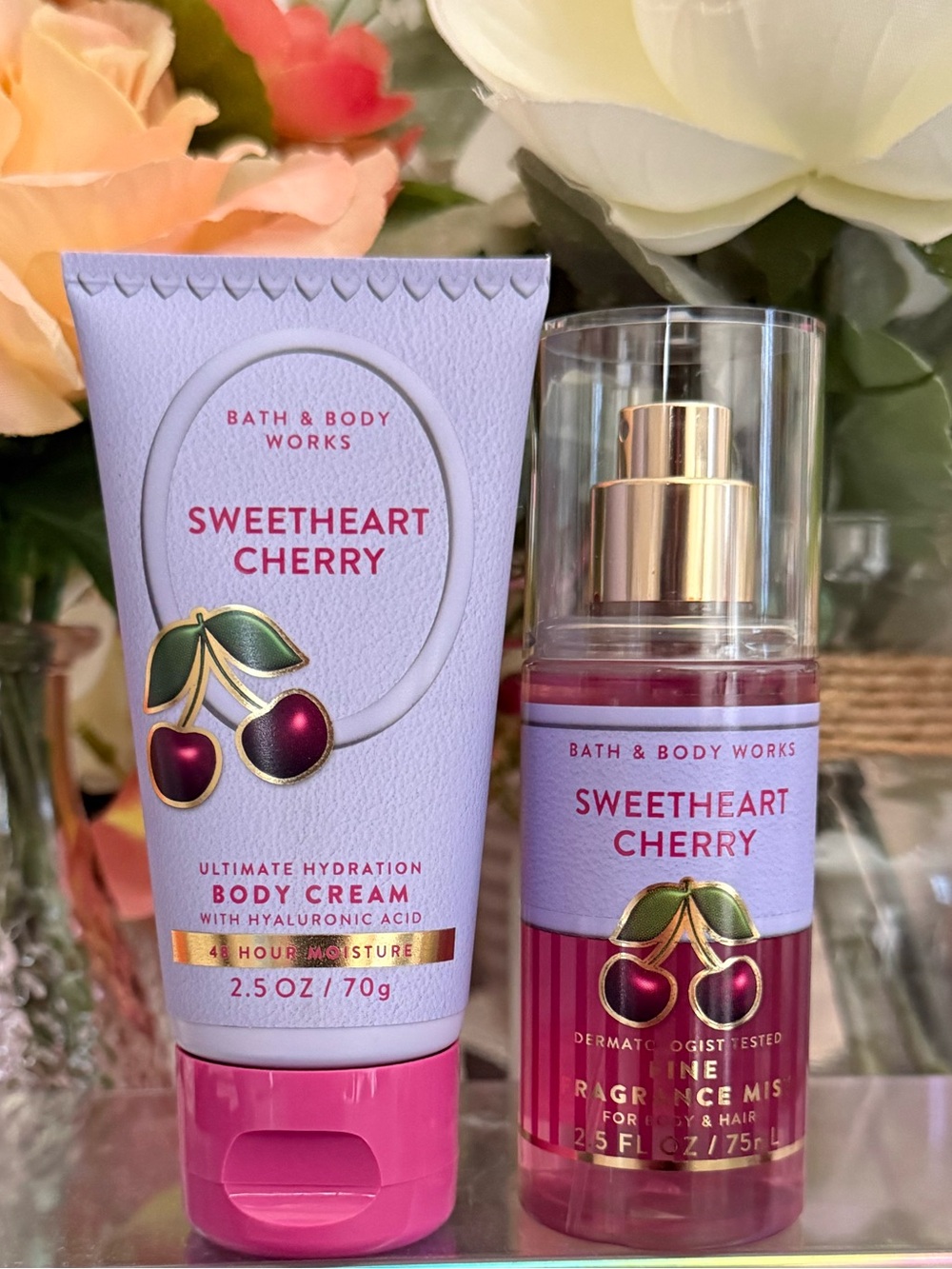 🆕🍒 BATH & BODY WORKS “SWEETHEART CHERRY” 2-PIECE TRAVEL SIZE SET. BRAND NEW!